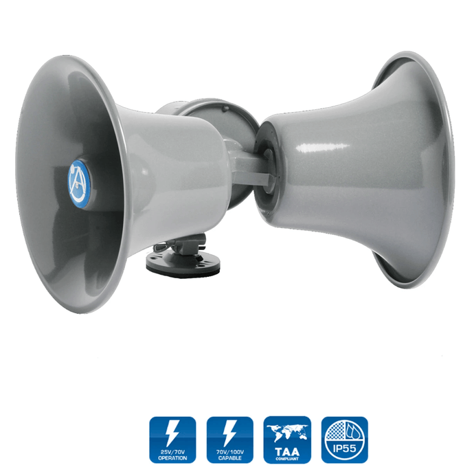 AtlasIED APT-34AT Dual Direction Twin Horn Loudspeaker with 25V/70V/100V Transformer (30-Watt) - All.This.Sound