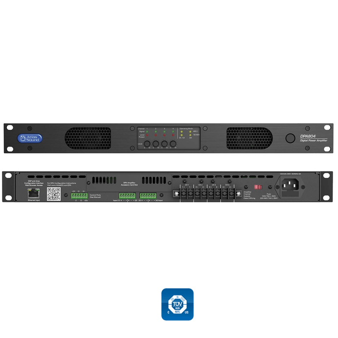 AtlasIED DPA-804 ~ 800-Watt, 4-channel Power Amplifier w/ Optional Dante™ Network Audio - All.This.Sound
